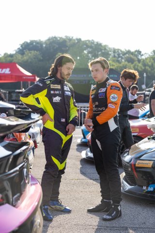 Justin Piscitell (left), driver of the #28 McCumbee McAleer Racing Toyota GR86 Cup Car, and Lucas Weisenberg (right), driver of the #46 Lucas Racing Toyota GR86 Cup Car, during Race 10 at Road America on August 20, 2023. -Photo by Zack Cramer
 | TGRNA               