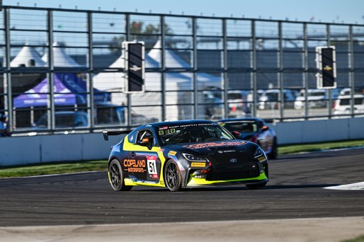 #51 Toyota GR86 of Axel Cabrera, Copeland Motorsports, Toyota GR Cup North America, SRO America,  Indianapolis Motor Speedway, Indianapolis, IN October 3-6
 | Fred Hardy | www.FredHardyPhoto.com for SRO ©2024