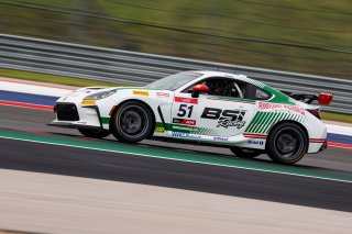 The \GRCup\   in \Circuit of The Americas#1\, \Circuit of The Americas#2\ on Friday, April 25, 2025.

Practice, Practice - P1 
51, Massimo Sunseri, BSI Racing, Pennsylvania Macaroni Co., Toyota GR86

Photo by
— James Armas | SRO Motorsports Group