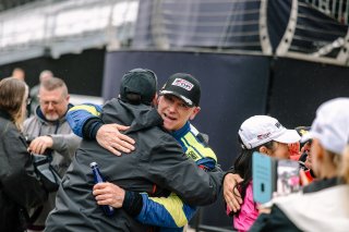 The Toyota GR Cup  Round 14 - R2 in Indianapolis, Indiana on Sunday, Oct. 19, 2025.

Win, Celebration, Podium, Victory Lane, Round 14 - R2 
Jason Kos, 3, Eagles Canyon Racing Powered by Fast Track, WWEX Group, Yellow Marble Racing, Toyota GR86

Photo by
— | Copyright Lucas Carter/Toyota Racing Development