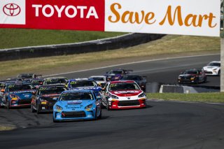 Toyota GRCup Race 1 Start #15 Toyota GR86 of Spike Kohlbecker, TechSport Racing, GR Cup, Am, SRO America, Sonoma Raceway, Sonoma, CA, Mar 27 - 29, 2026 #2 Toyota GR86 of Will Robusto, RVA Graphics Motorsports by Speed Syndicate, 2026
 | Fred Hardy | www.echoandorigin.studio &copy;2026