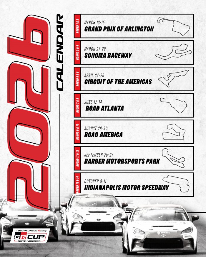 Toyota GAZOO Racing North America Finalizes 2026 GR Cup Series Schedule