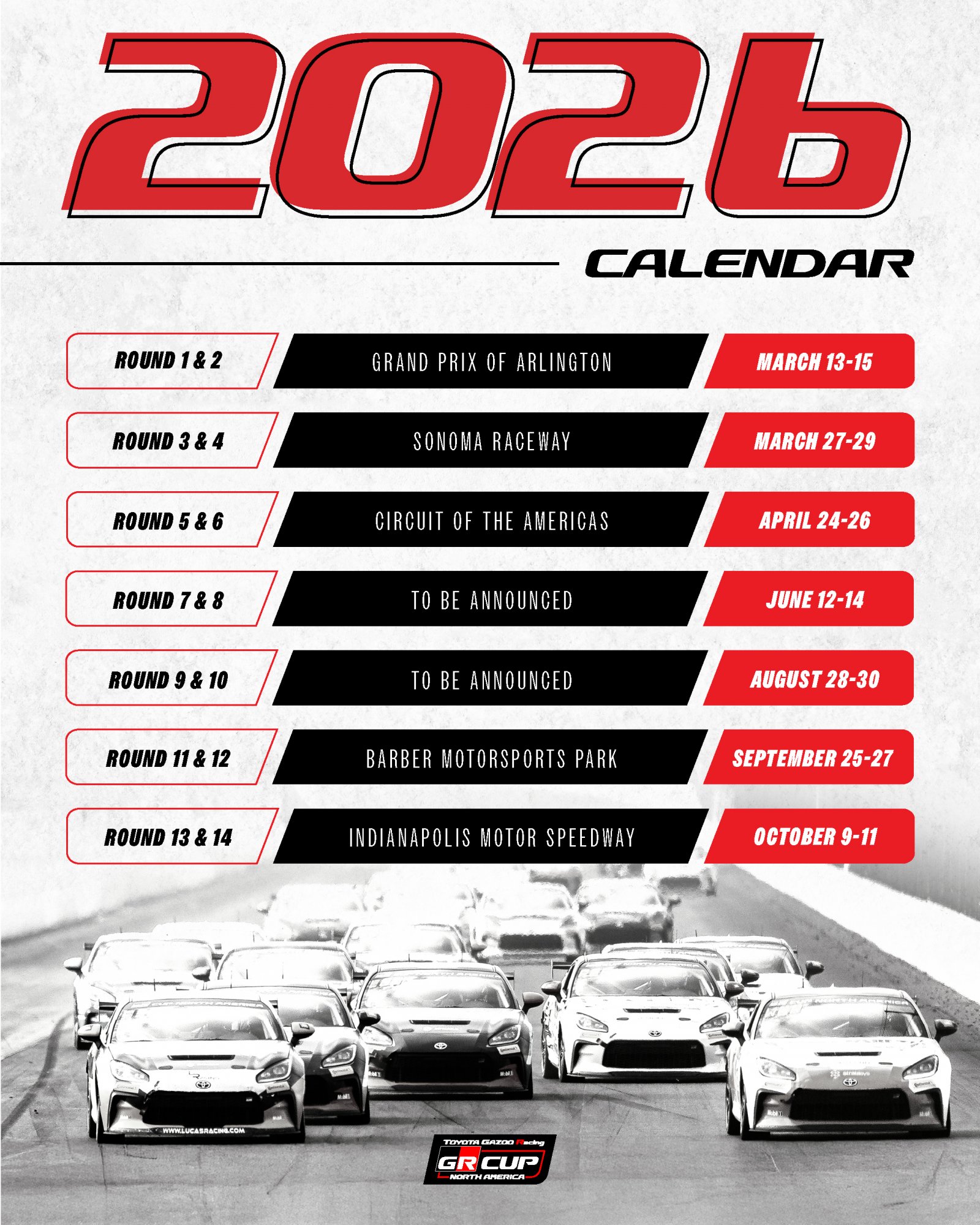 Toyota GAZOO Racing North America announces 2026 GR Cup Series Schedule